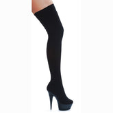 Stiletto Stretch Lycra Thigh High Boots in Black with 6 Inch Heel Black Hosiery